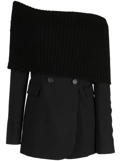 Off-Shoulder Deconstructed Wool Dress