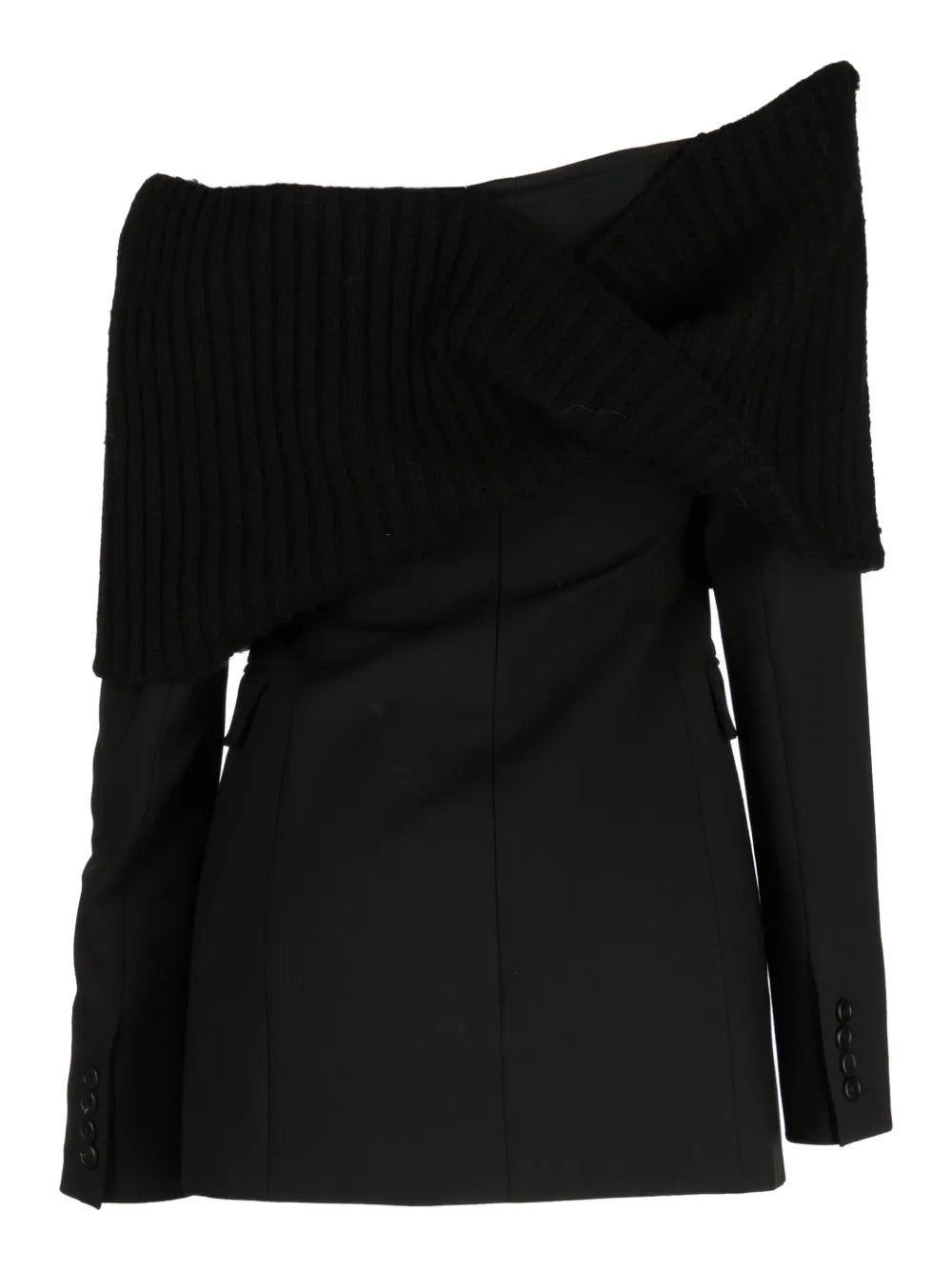 Off-Shoulder Deconstructed Wool Dress