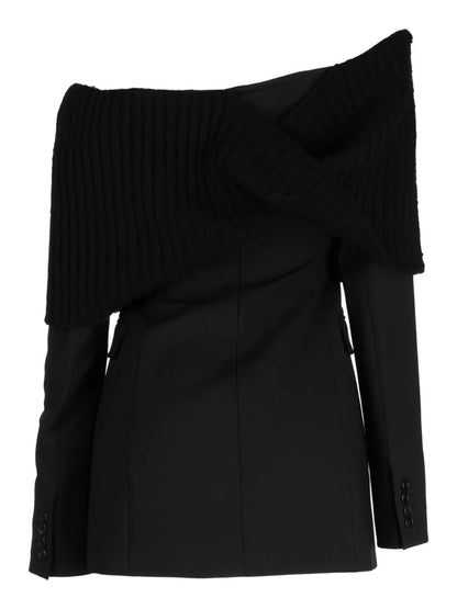 Off-Shoulder Deconstructed Wool Dress