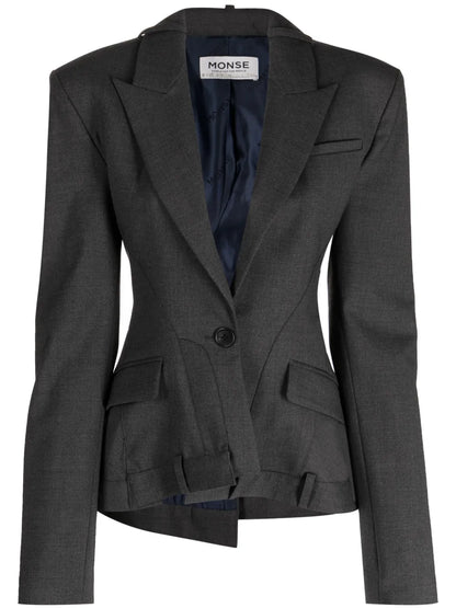 Panelled Wool Single-Breasted Blazer