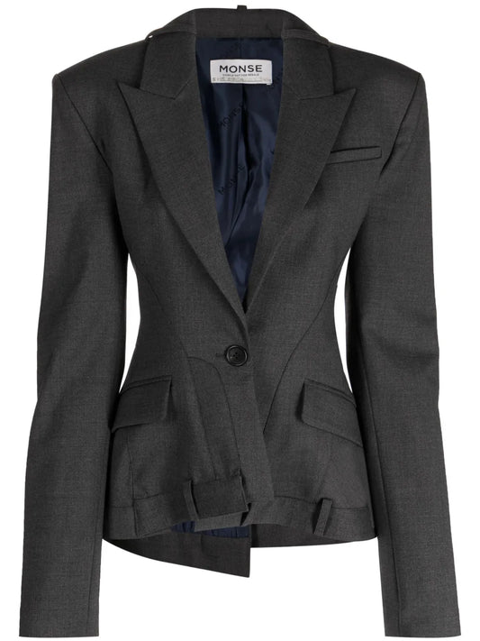 Panelled Wool Single-Breasted Blazer