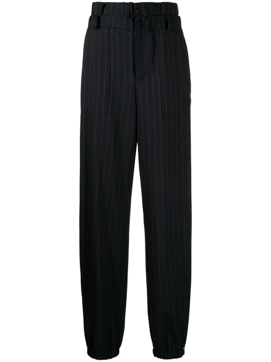 High-Waisted Pinstripe Tailored Trousers