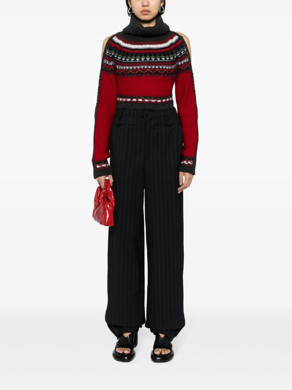 High-Waisted Pinstripe Tailored Trousers