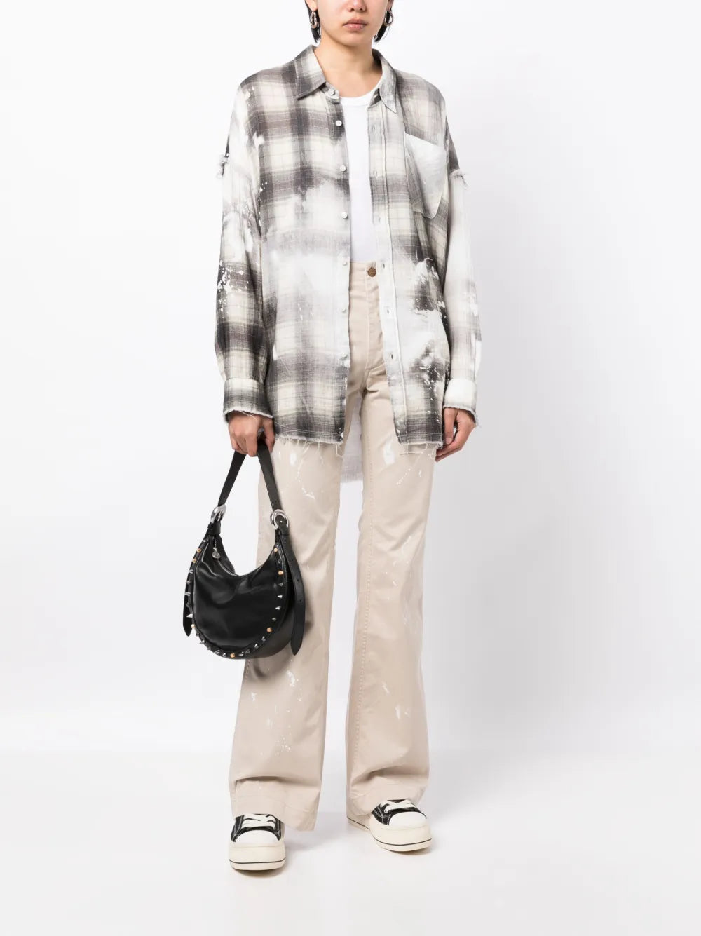 Paint-Splatter Flared Trousers