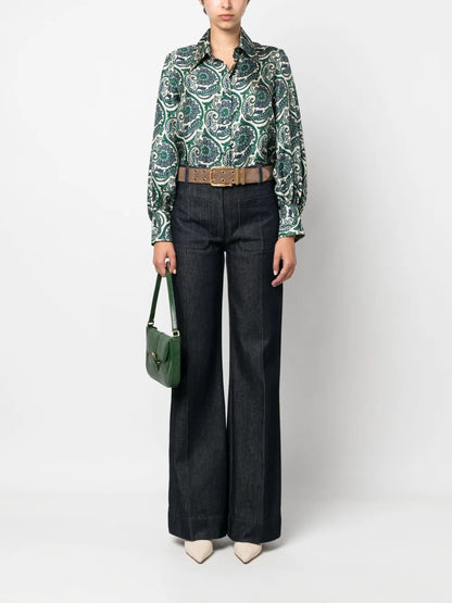 Paisley-Print Silk Shirt