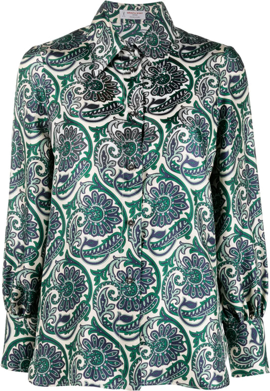 Paisley-Print Silk Shirt