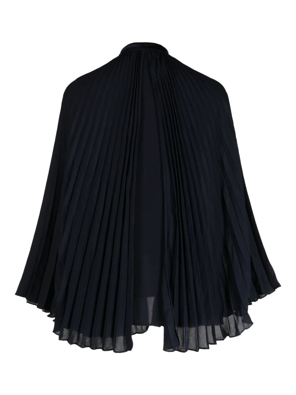 Pleated Band-Collar Blouse