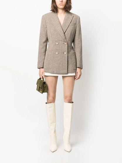Double-Breasted Textured Blazer