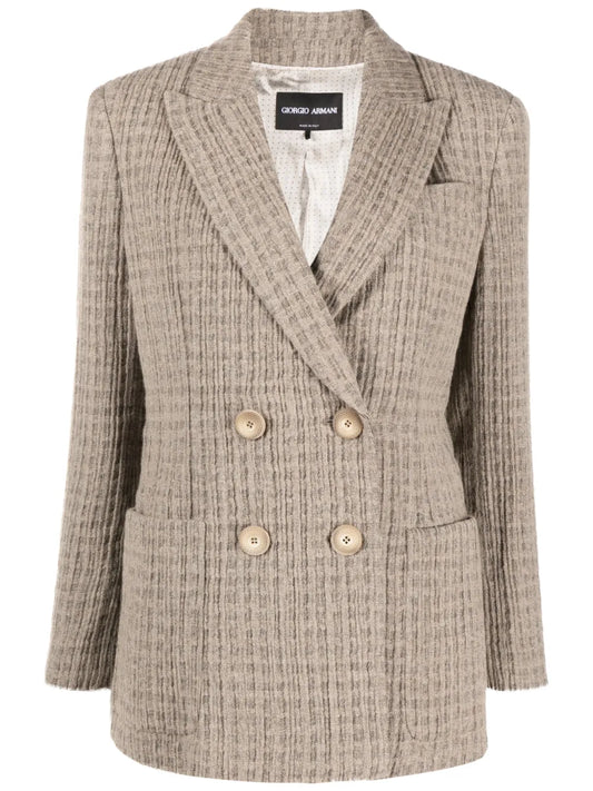 Double-Breasted Textured Blazer