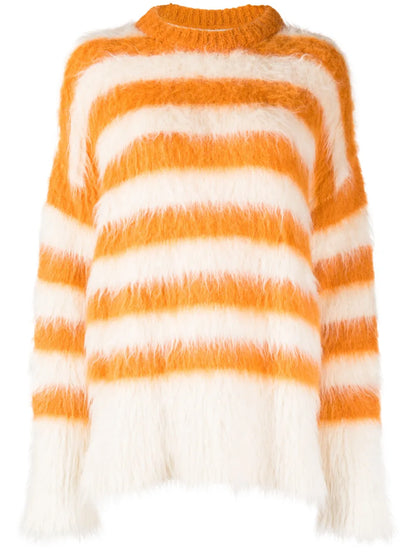 Striped Brushed Drop-Shoulder Jumper