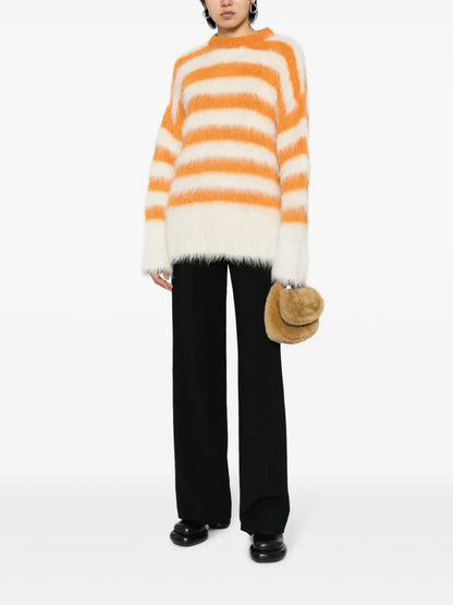 Striped Brushed Drop-Shoulder Jumper