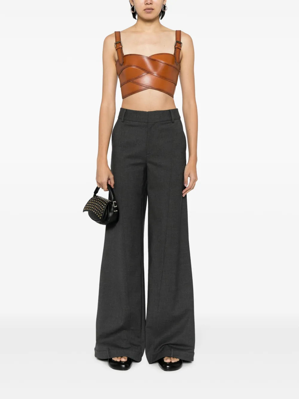 High-Waisted Cotton Wide-Leg Trousers