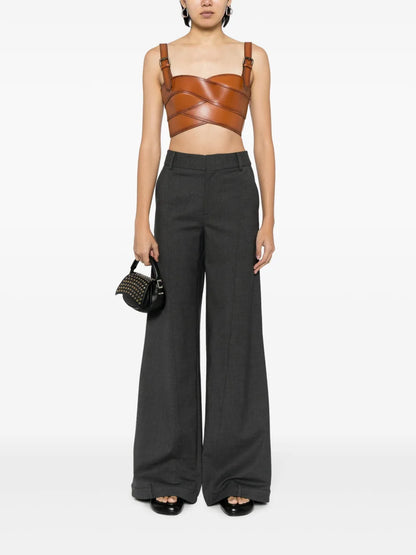 High-Waisted Cotton Wide-Leg Trousers