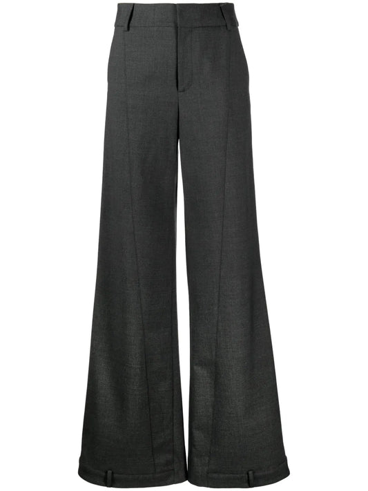 High-Waisted Cotton Wide-Leg Trousers