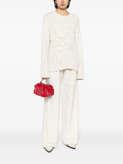 Cable-Knit Embellished Jumper