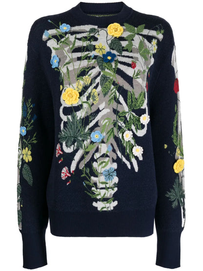 Patterned Intarsia-Knit Wool Jumper