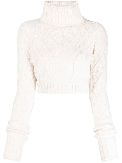 Cropped Roll-Neck Wool Jumper