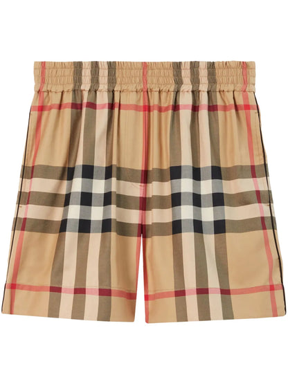 Vintage Check-Pattern Cotton Shorts