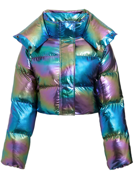 Fractals Holographic-Effect Padded Jacket
