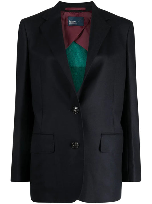 Knitted-Back Single-Breasted Blazer