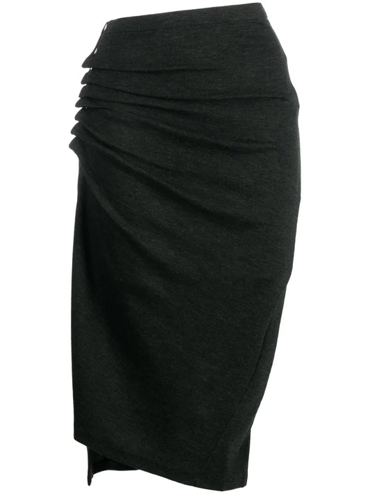 Asymmetric Gathered Midi Skirt