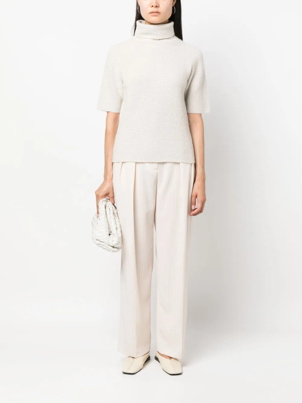 Waffle-Knit Roll-Neck T-Shirt