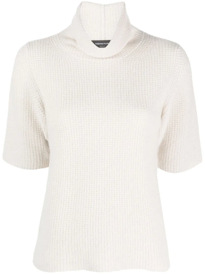 Waffle-Knit Roll-Neck T-Shirt