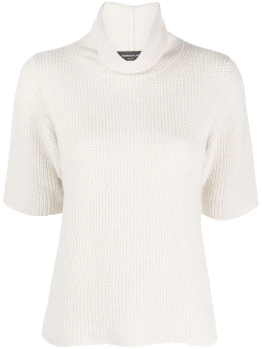 Waffle-Knit Roll-Neck T-Shirt