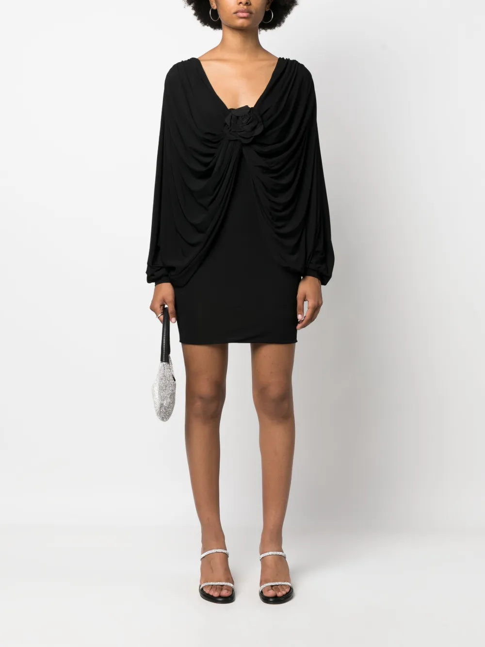 Flower-Detail Ruched Minidress