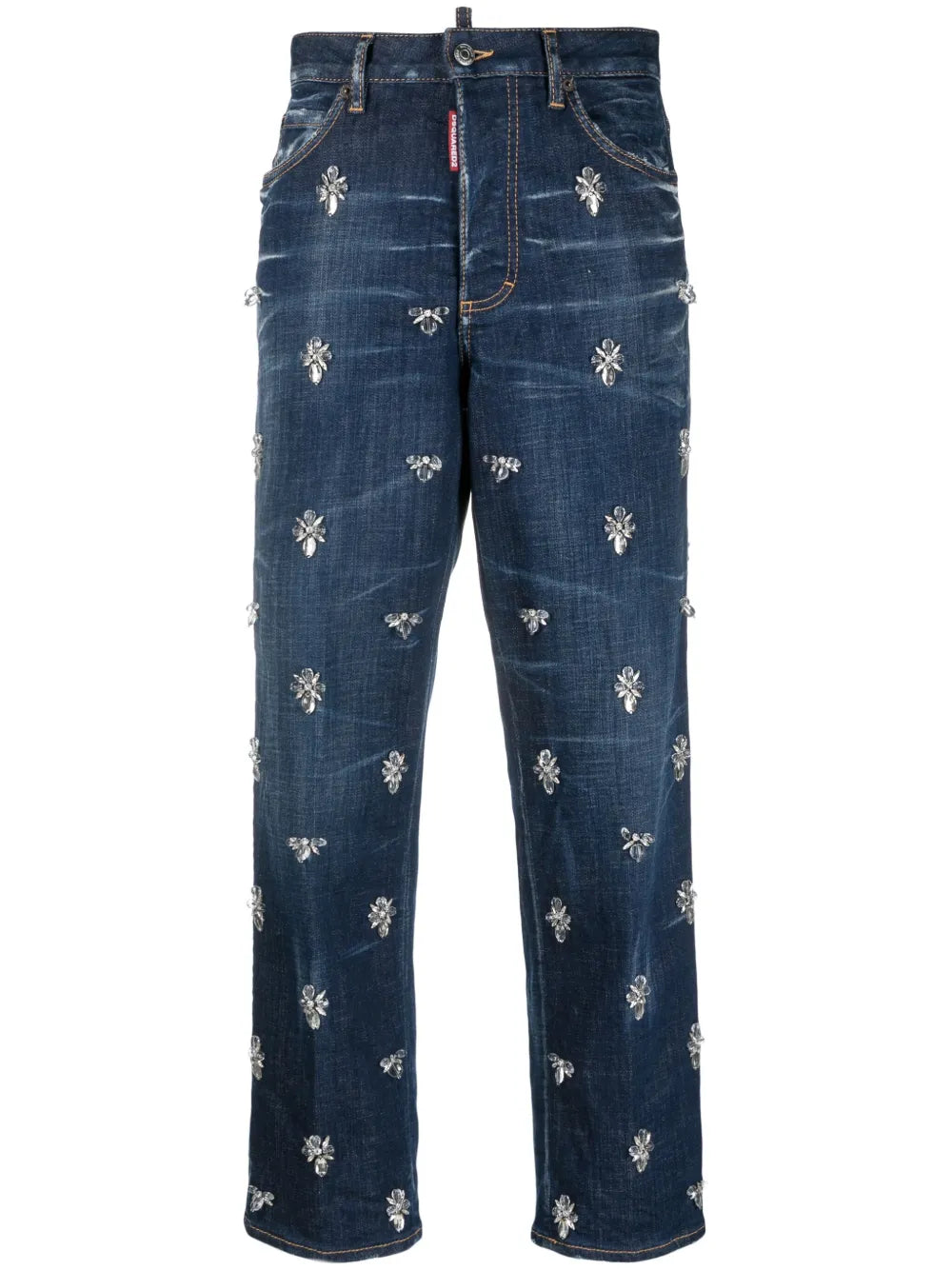 Crystal Flies High-Rise Cropped Jeans