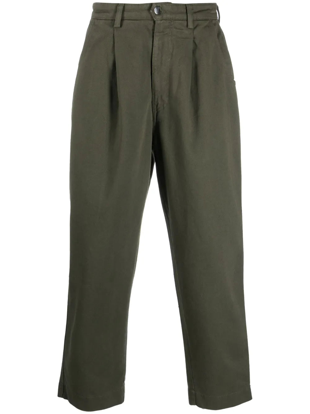 Pleat-Detail Cotton Tapered Jeans