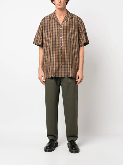 Pleat-Detail Cotton Tapered Jeans