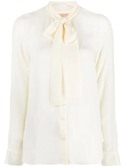 Pussy-Collar Long-Sleeved Shirt