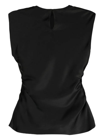 Ruched Silk-Satin Top