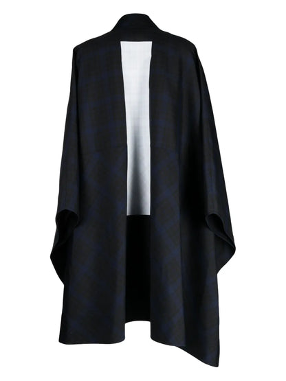 Checkered Asymmetric Zip-Up Cape
