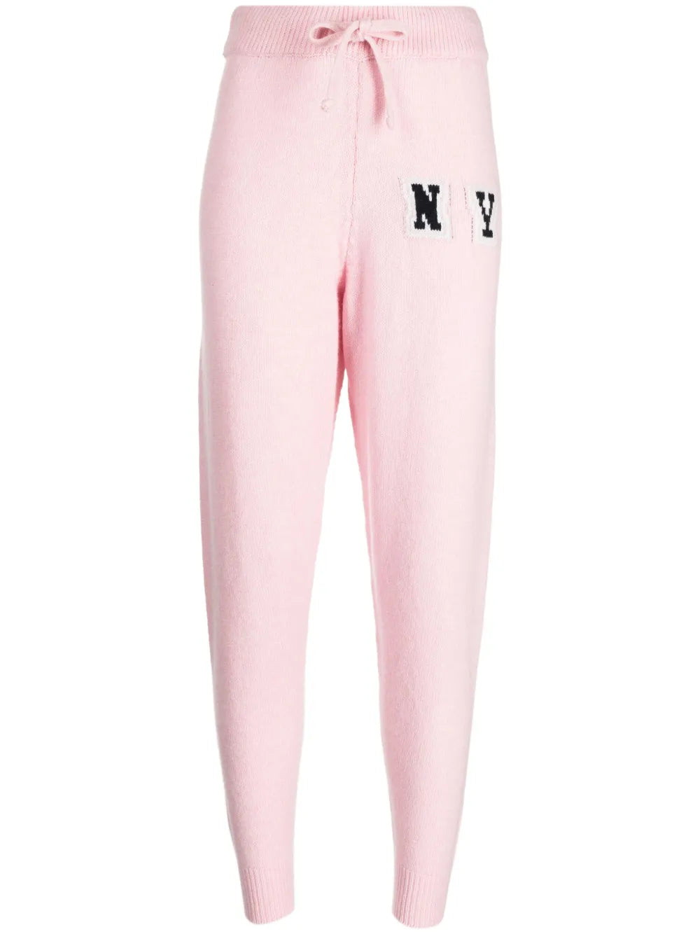 Patterned Intarsia-Knit Tapered Track Pants