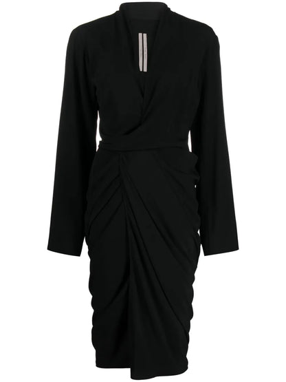 Side-Tie Crepe Wrap Dress
