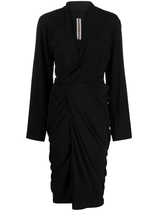 Side-Tie Crepe Wrap Dress