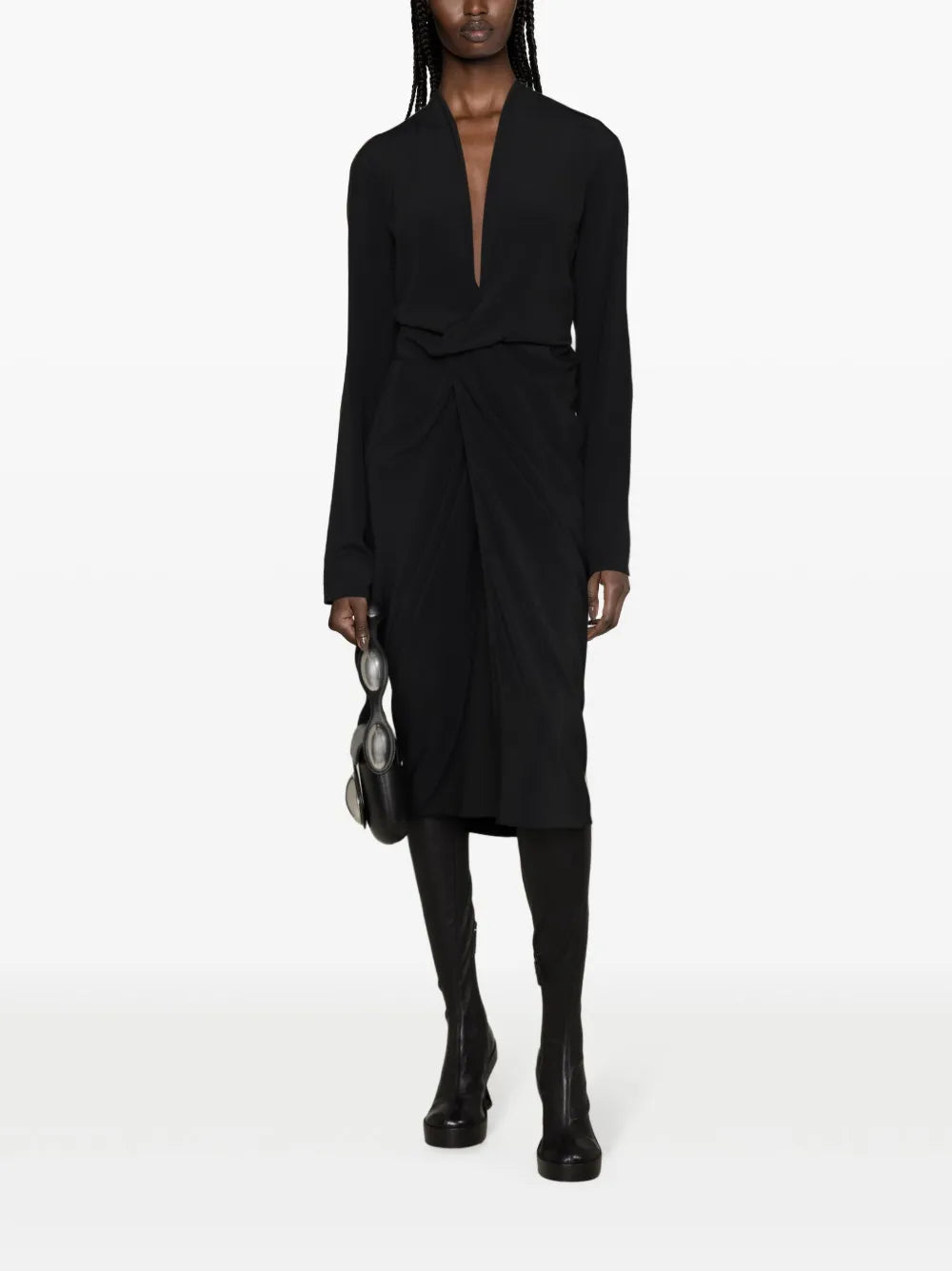 Side-Tie Crepe Wrap Dress