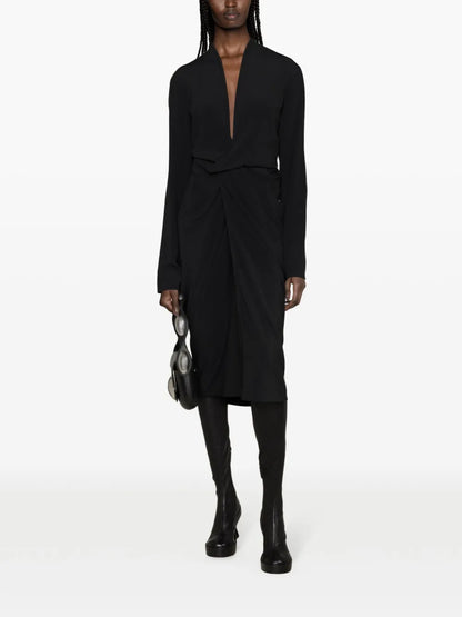 Side-Tie Crepe Wrap Dress