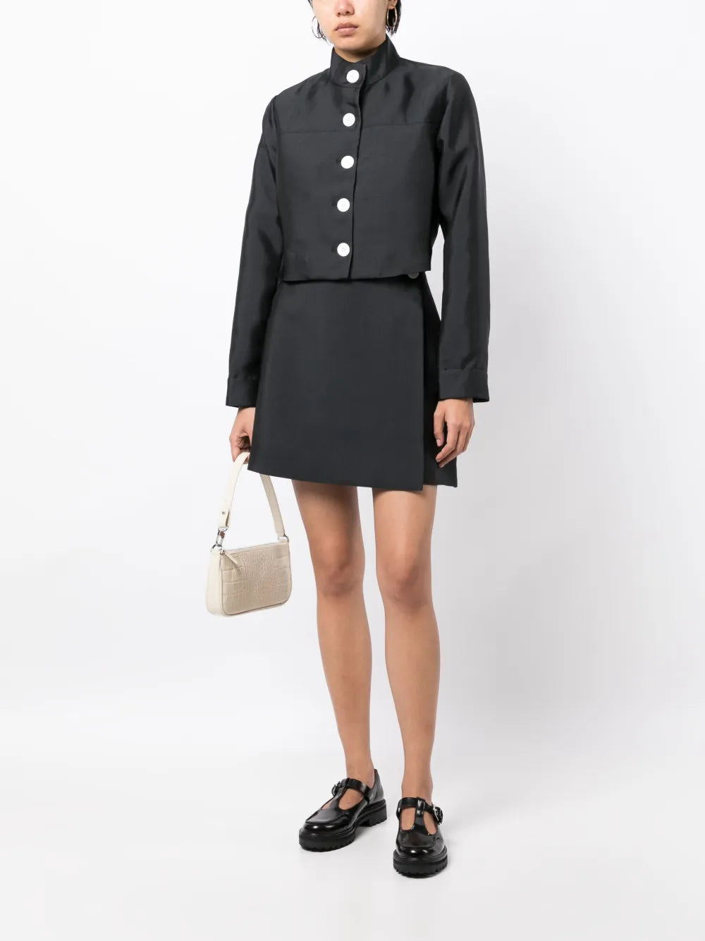 Button-Detail High-Waist Miniskirt