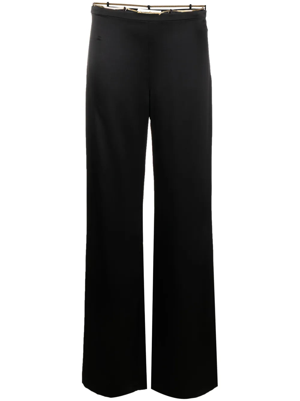 Nameplate Chain Silk Flared Trousers