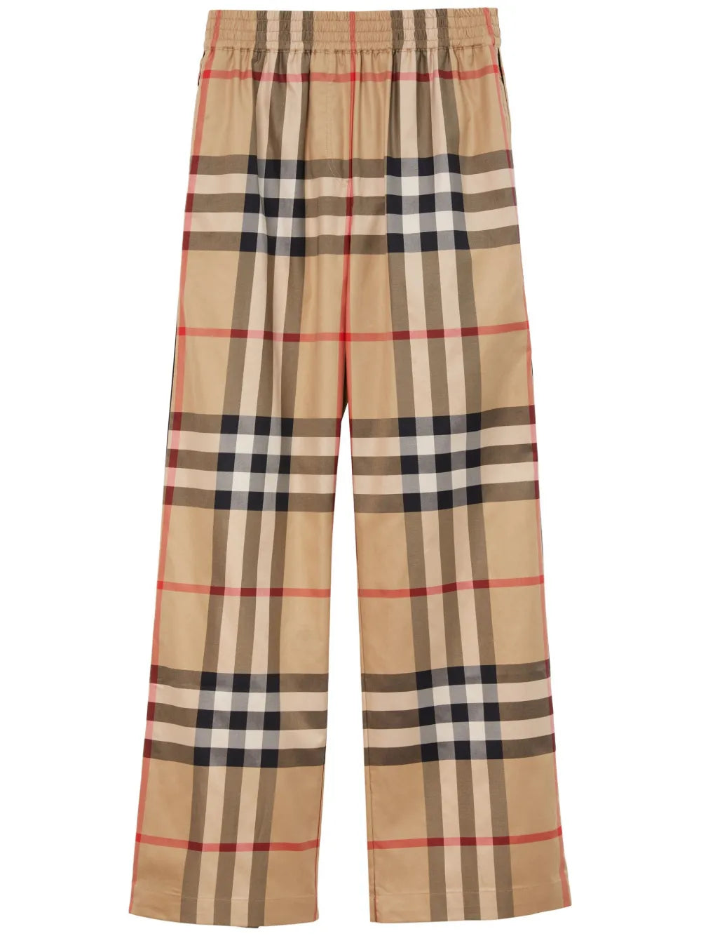 Check-Pattern Flared Cotton Trousers