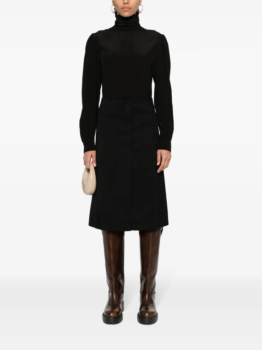 Pleated Tailored Midi Skirt