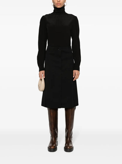 Pleated Tailored Midi Skirt