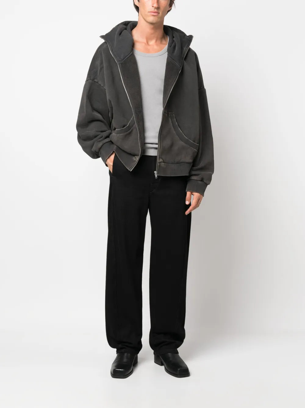 Zip-Fastening Cotton Hoodie