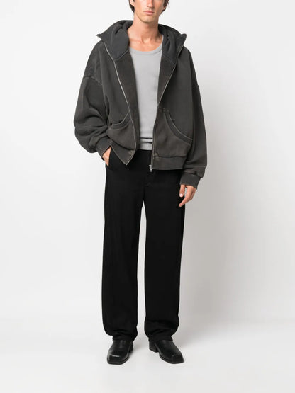 Zip-Fastening Cotton Hoodie