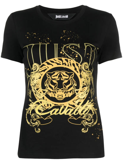 Tiger Head-Motif Cotton T-Shirt