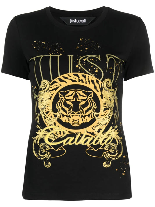 Tiger Head-Motif Cotton T-Shirt