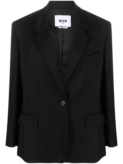 Notched-Lapels Single-Breasted Blazer
